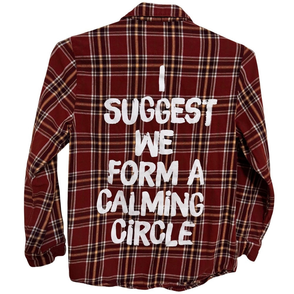 Disney Cakeworthy Flannel Shirt Mens Small Toy Hocus Pocus Red Plaid Embroidered